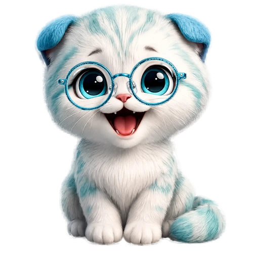 Aqua yuvarlak gözlük takan Paw